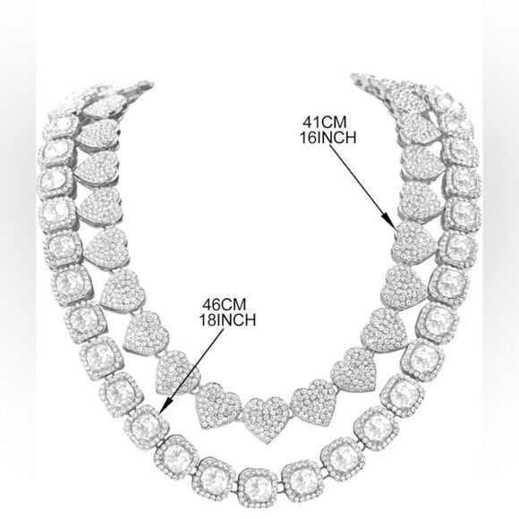 Two piece iced.  Out Diamond CZ Miami Cuban Link Chain, 2PCS Cluster15MM… - Picture 2 of 2